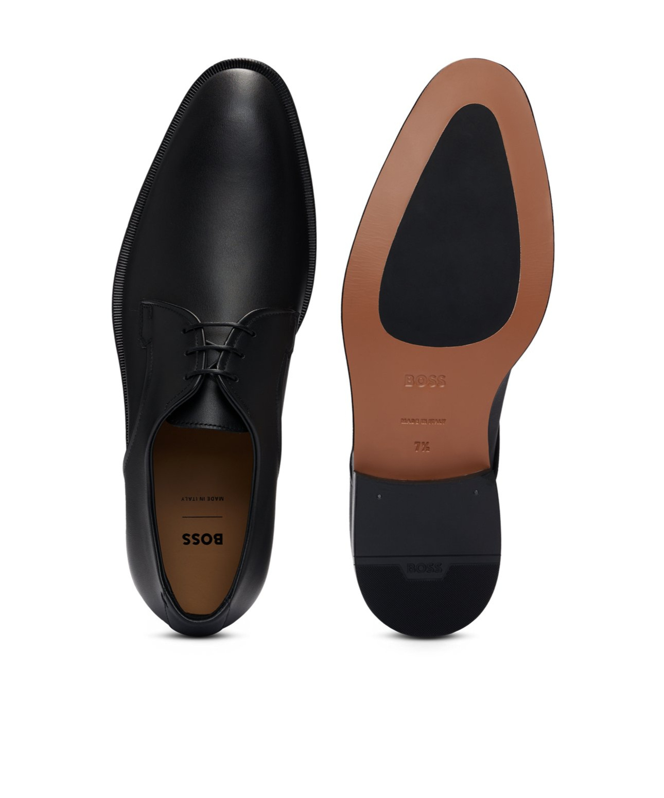 Hugo Boss Round-headed Business Dress Shoes In Black