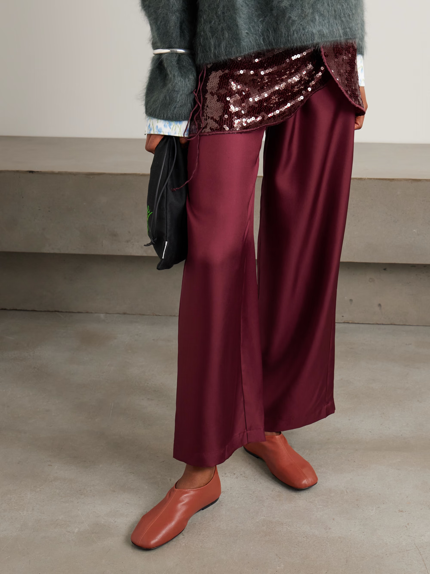 Dries Van Noten Leather Flats In Brown