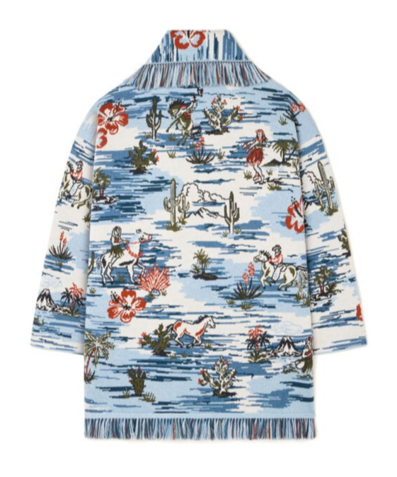 Alanui Tex-hawaii Roundtrip Fringed Tapestry Cardigan In Multi