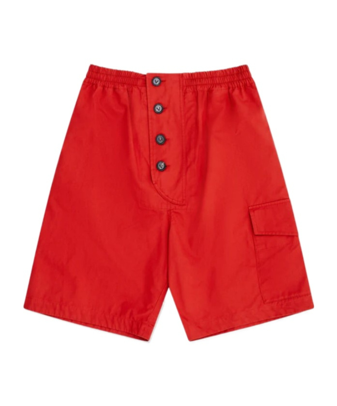 Bottega Veneta Elastic Waist Shorts In Red