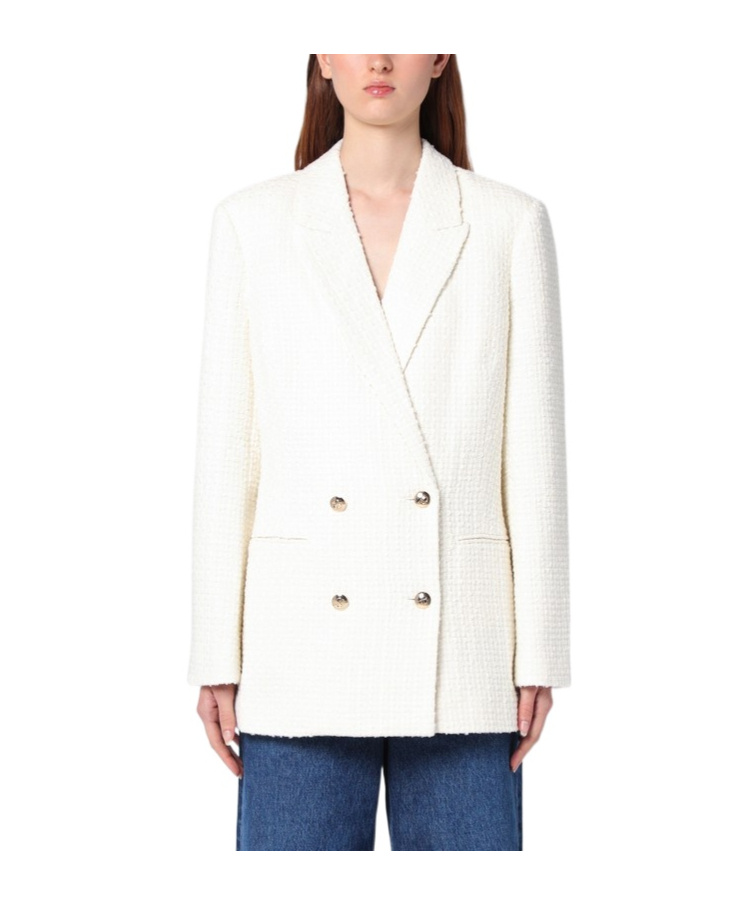 Shop Anine Bing Long-sleeved Suit Coat In White