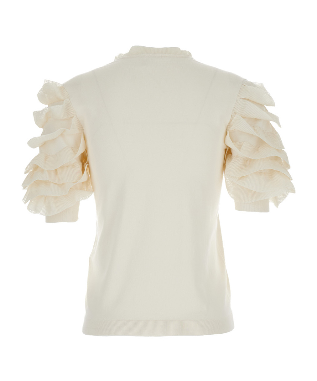 Chloé Short-sleeved Lotus Leaf Edge T-shirt In Nude