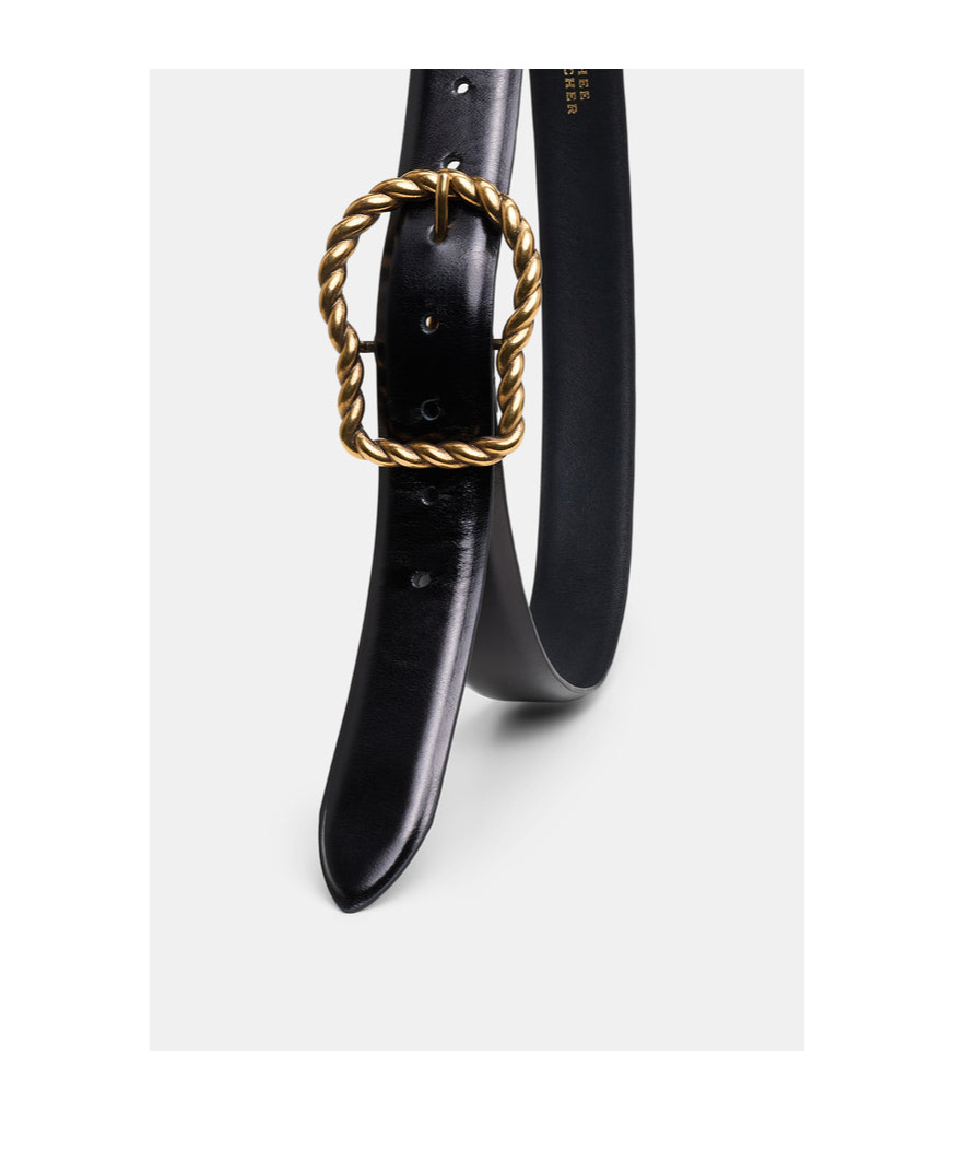 Dorothee Schumacher Calf Leather Belt With Twisted Signature Buckle In Black