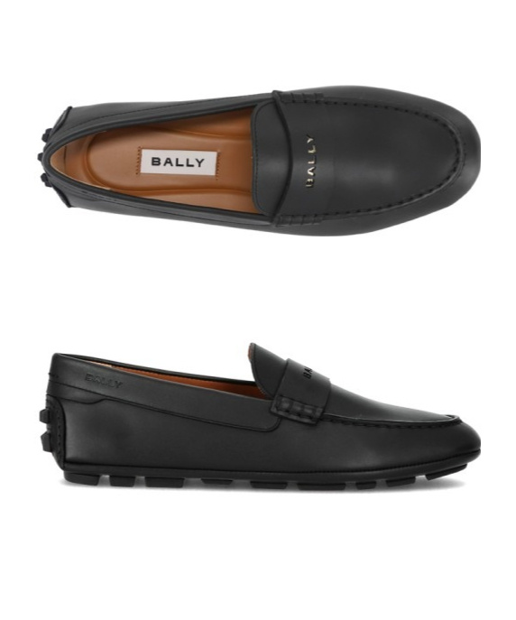 Bally Round Head Loafer Shoes In Black