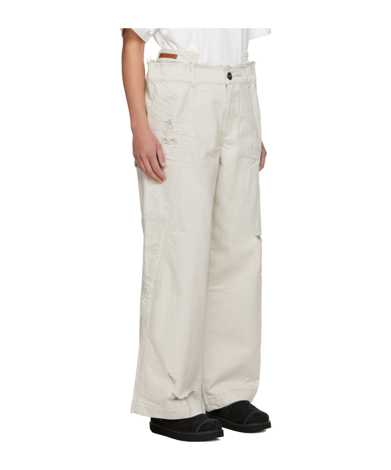Ader Error Belt Loop Zipper Jeans Pants In White