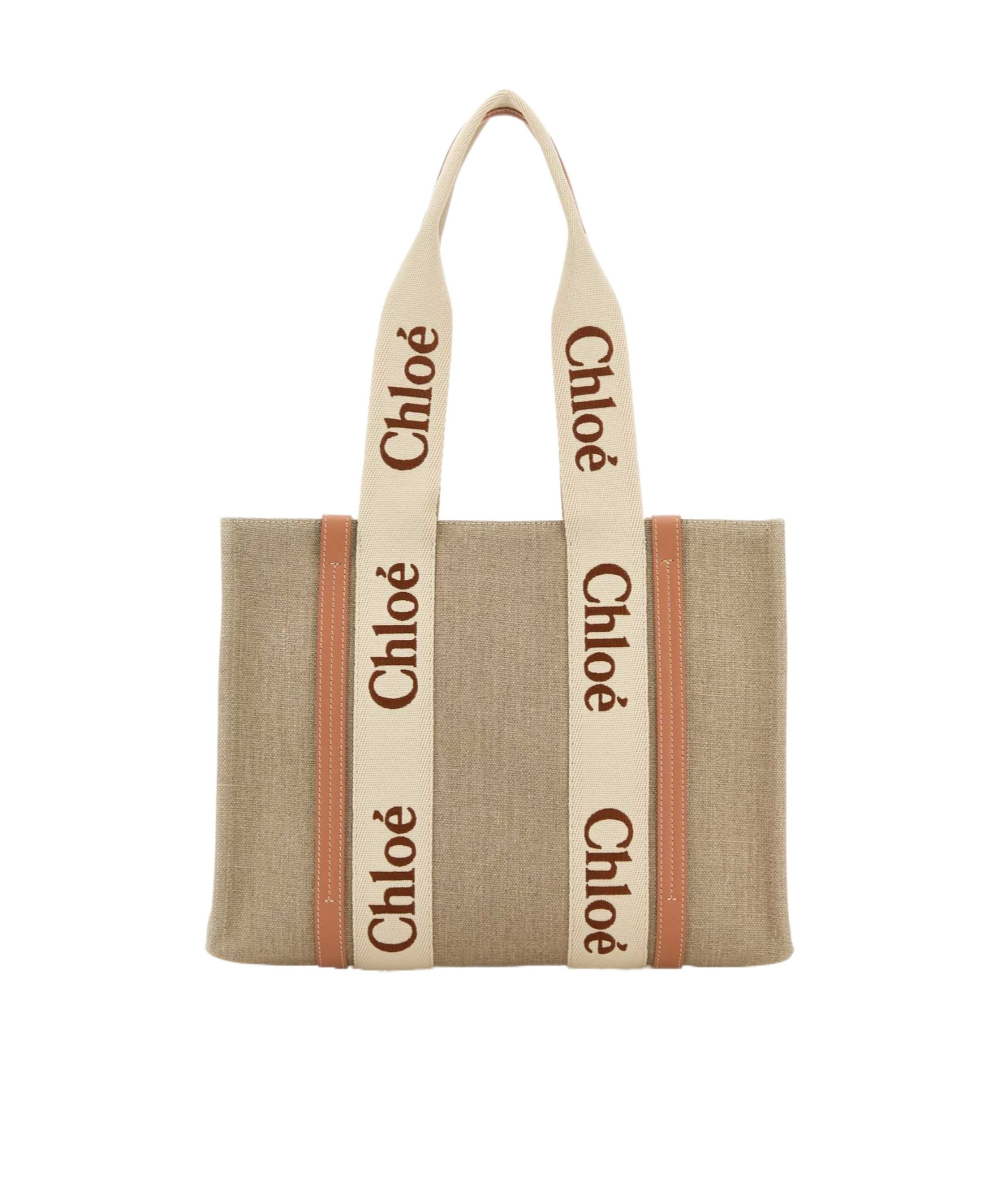 Chloé Chloe Women Multicolor Linen Medium Woody Shopping Bag In Multi