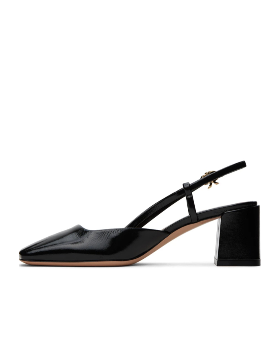 Shop Gianvito Rossi Freeda Sling 55 Square Toe Heels In Black