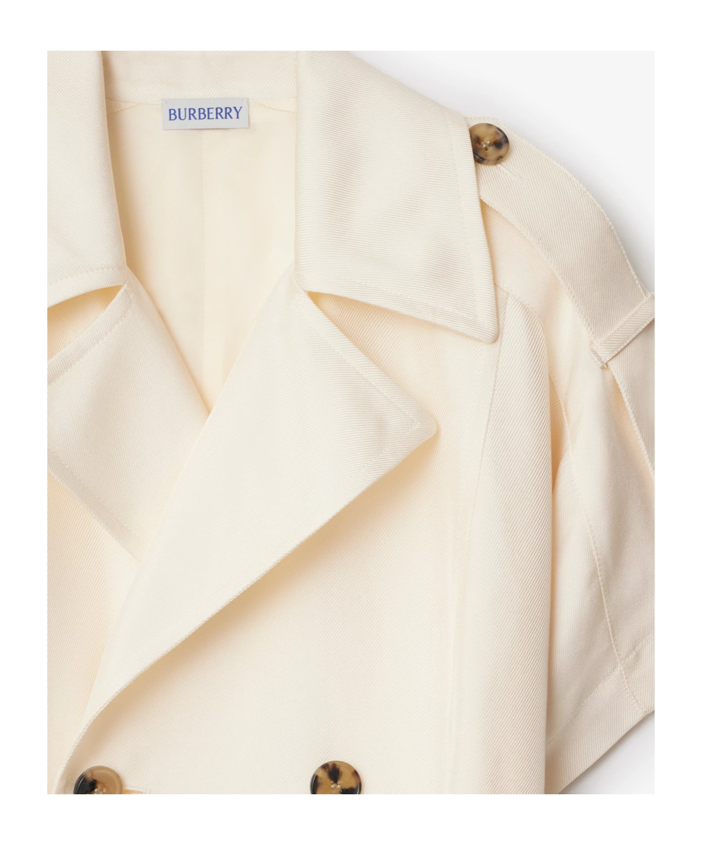 Burberry Waist Belted Short Sleeves Epaulettes Lapels In Pelican
