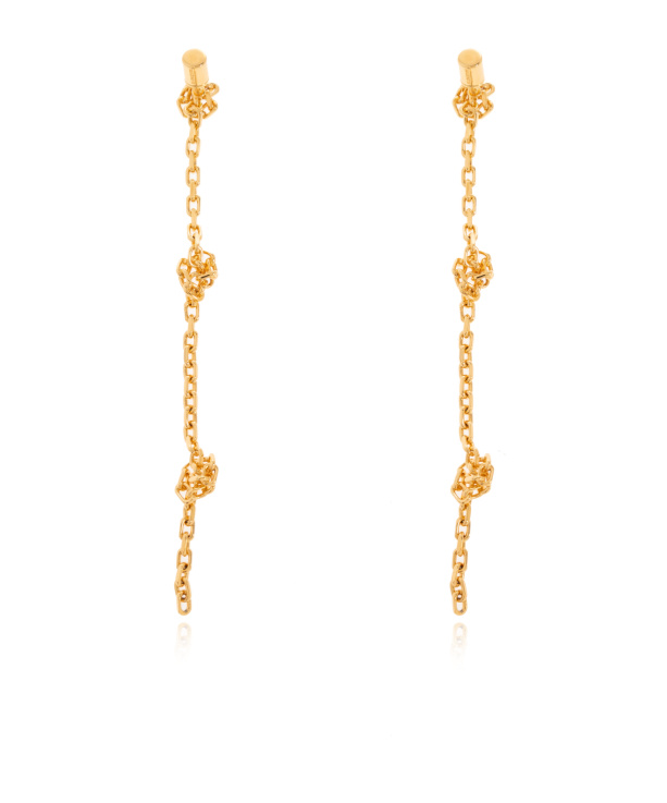 Jil Sander Chain Knot-detail Drop Earrings In Gold