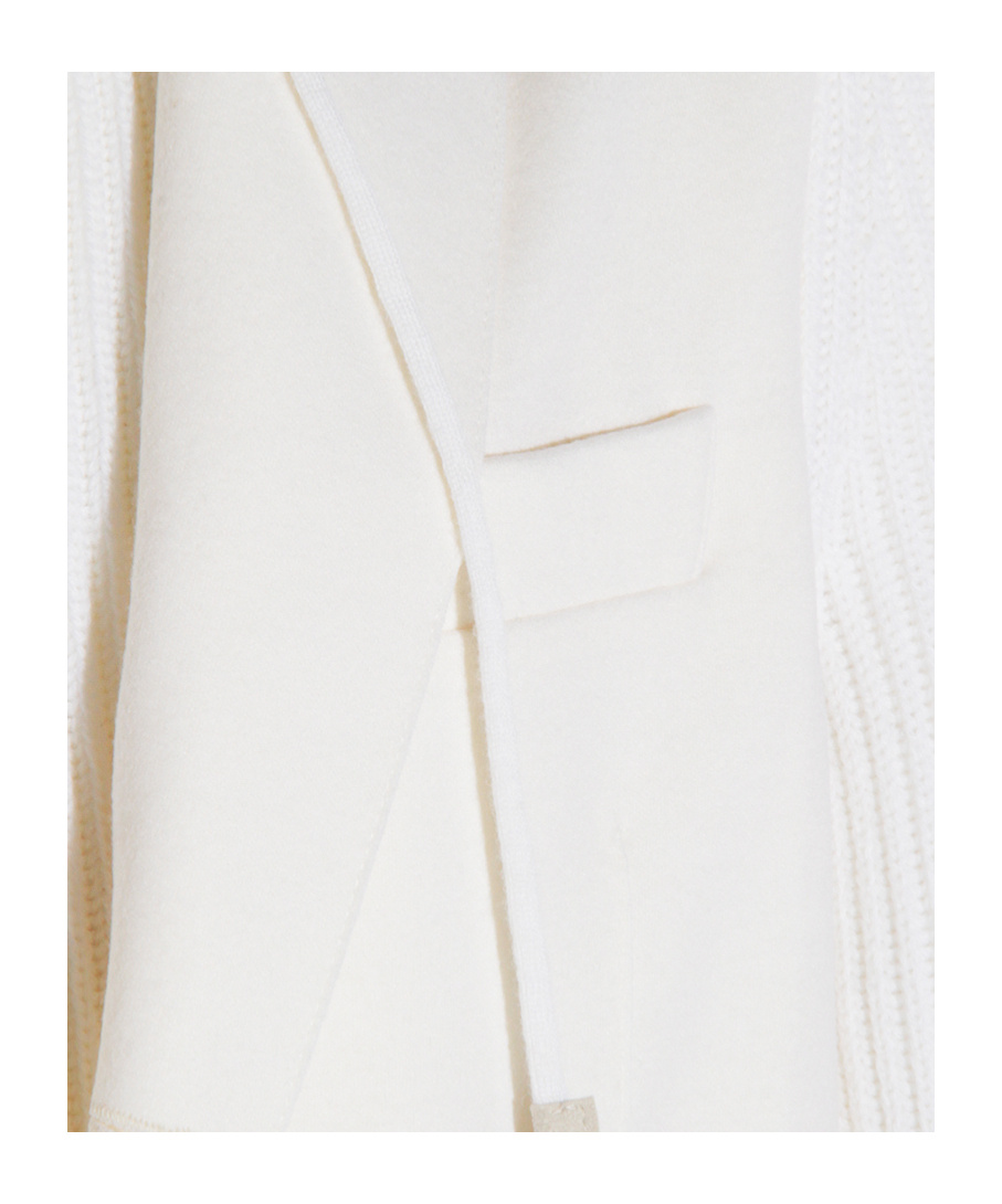 Eleventy Hooded Blazer With Front Pockets And Ribbed Sleeves In White