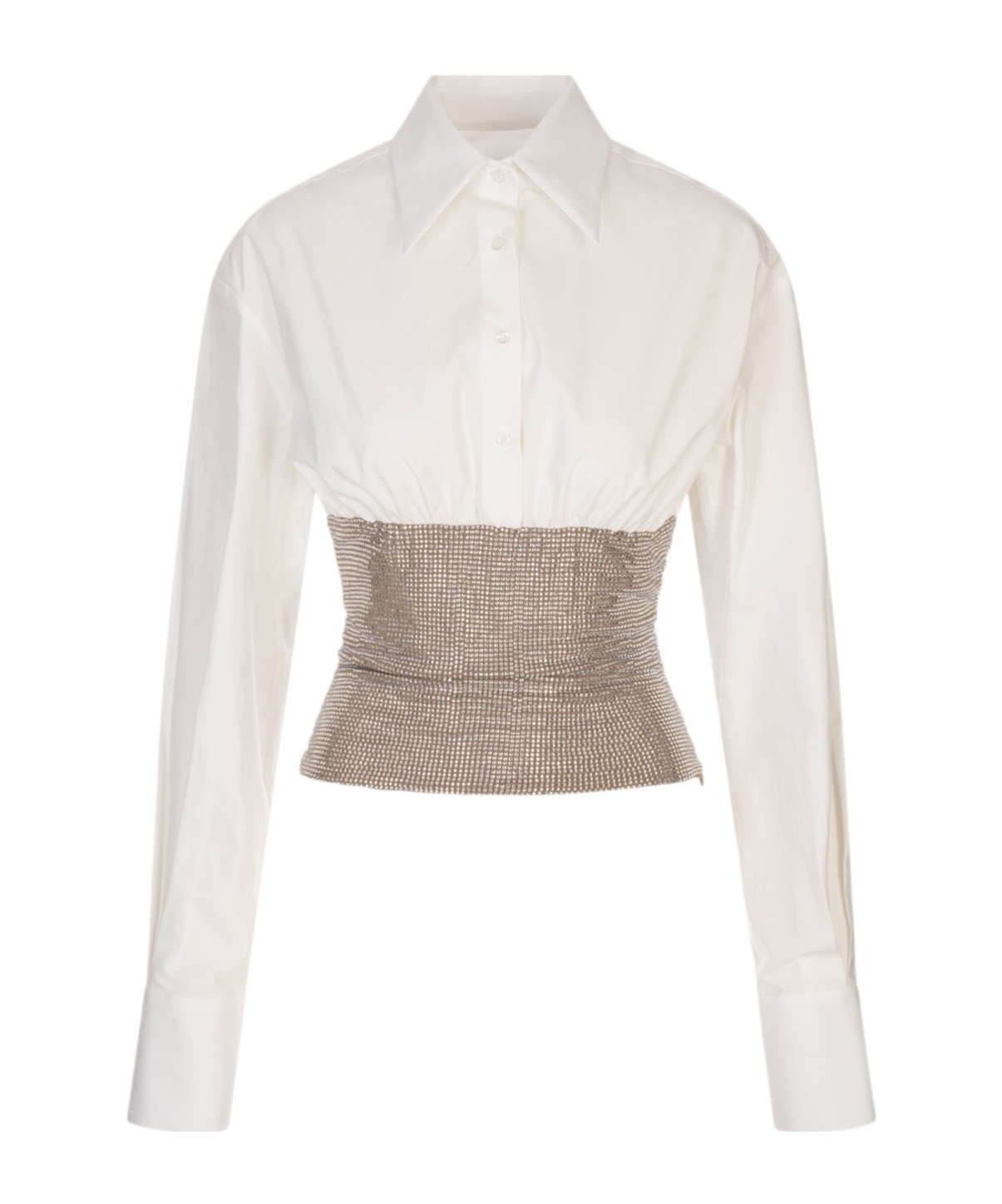 Giuseppe Di Morabito Collared Long Sleeve Fitted Waist Shirt In White