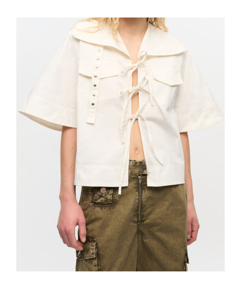 Ganni Off-white Stretch Cotton Blouse