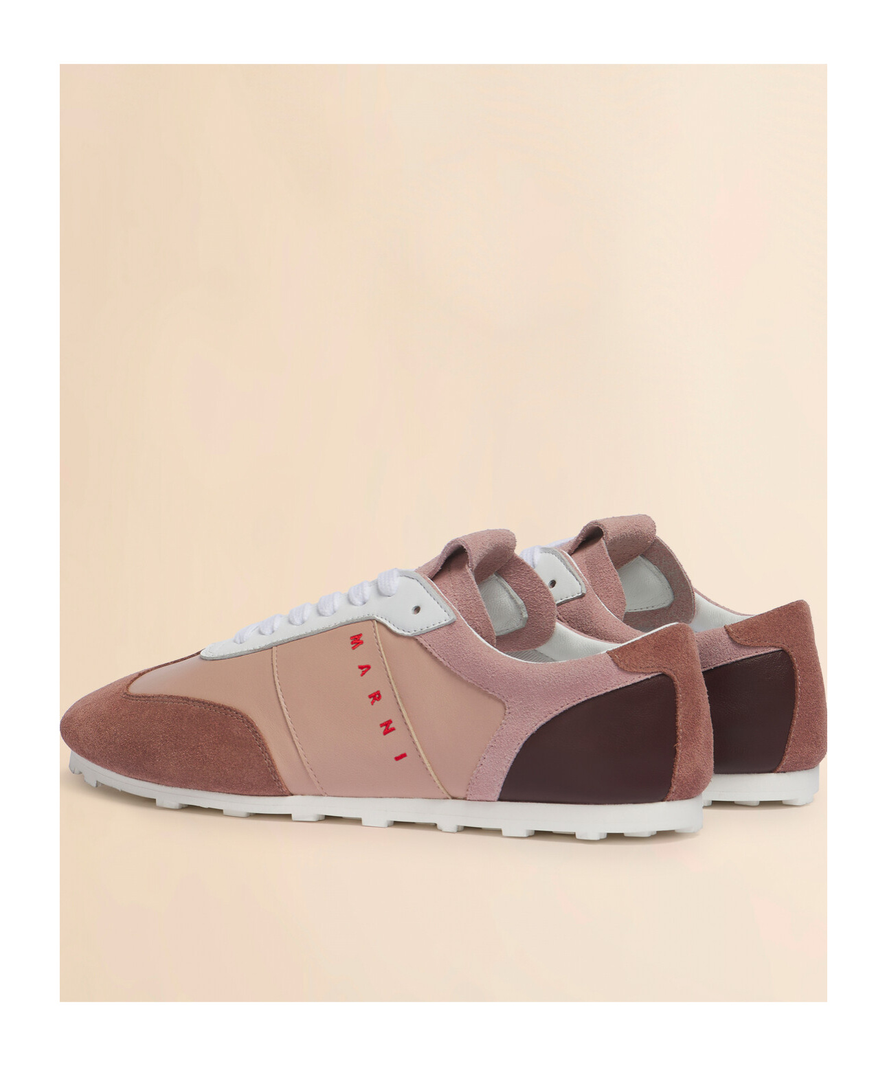 Marni Suede-panel Logo-embroidered Sneakers In Multi
