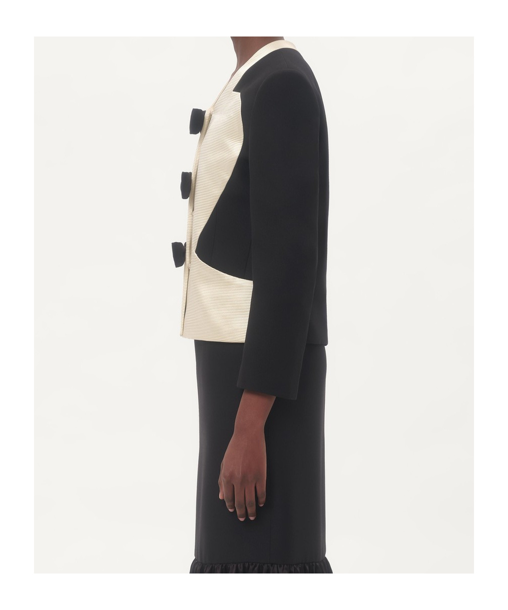 Shop Valentino Crepe Couture Jacket With Bows In Black