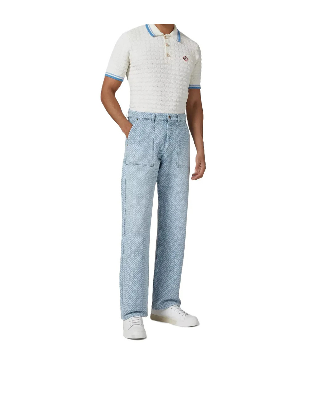 Casablanca Letter Pattern Jeans Leggings In Blue