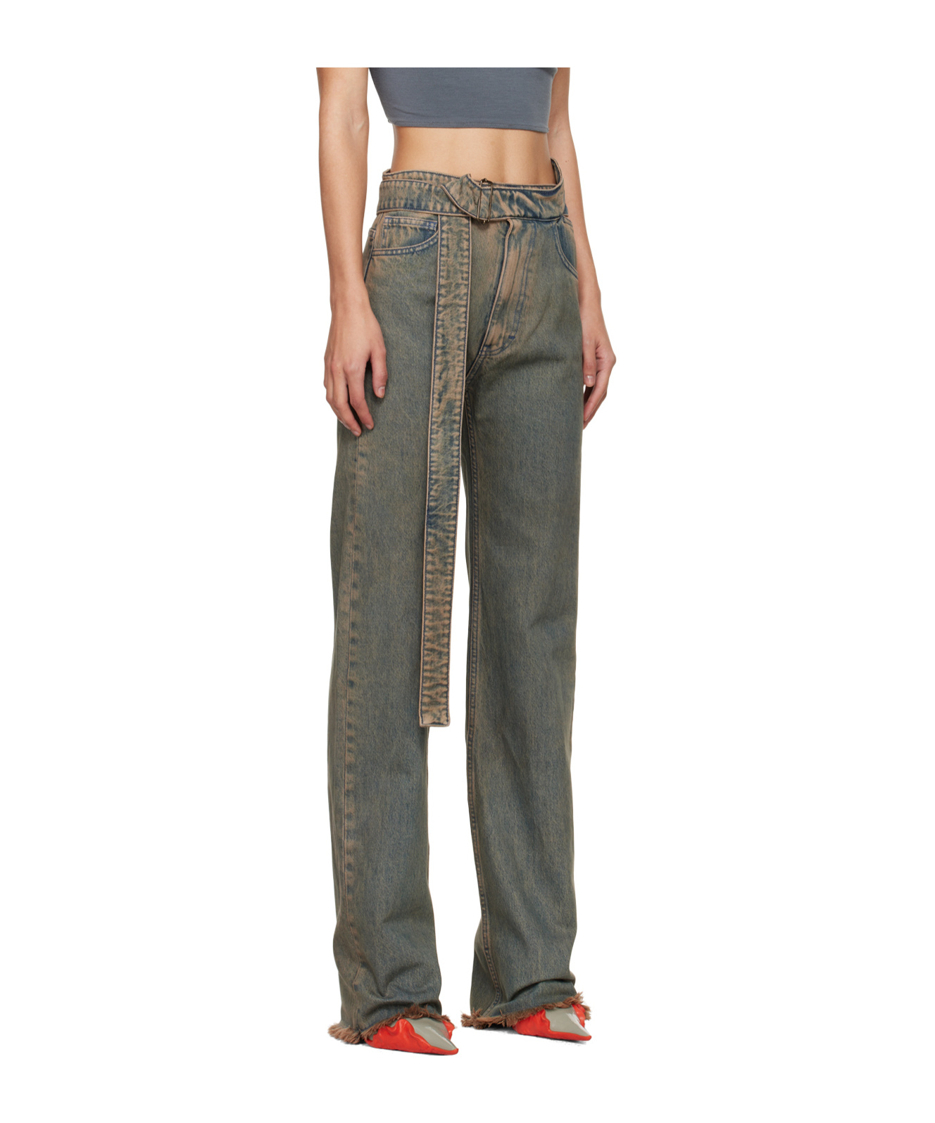 Jade Cropper Wrap Belt Straight-leg Jeans