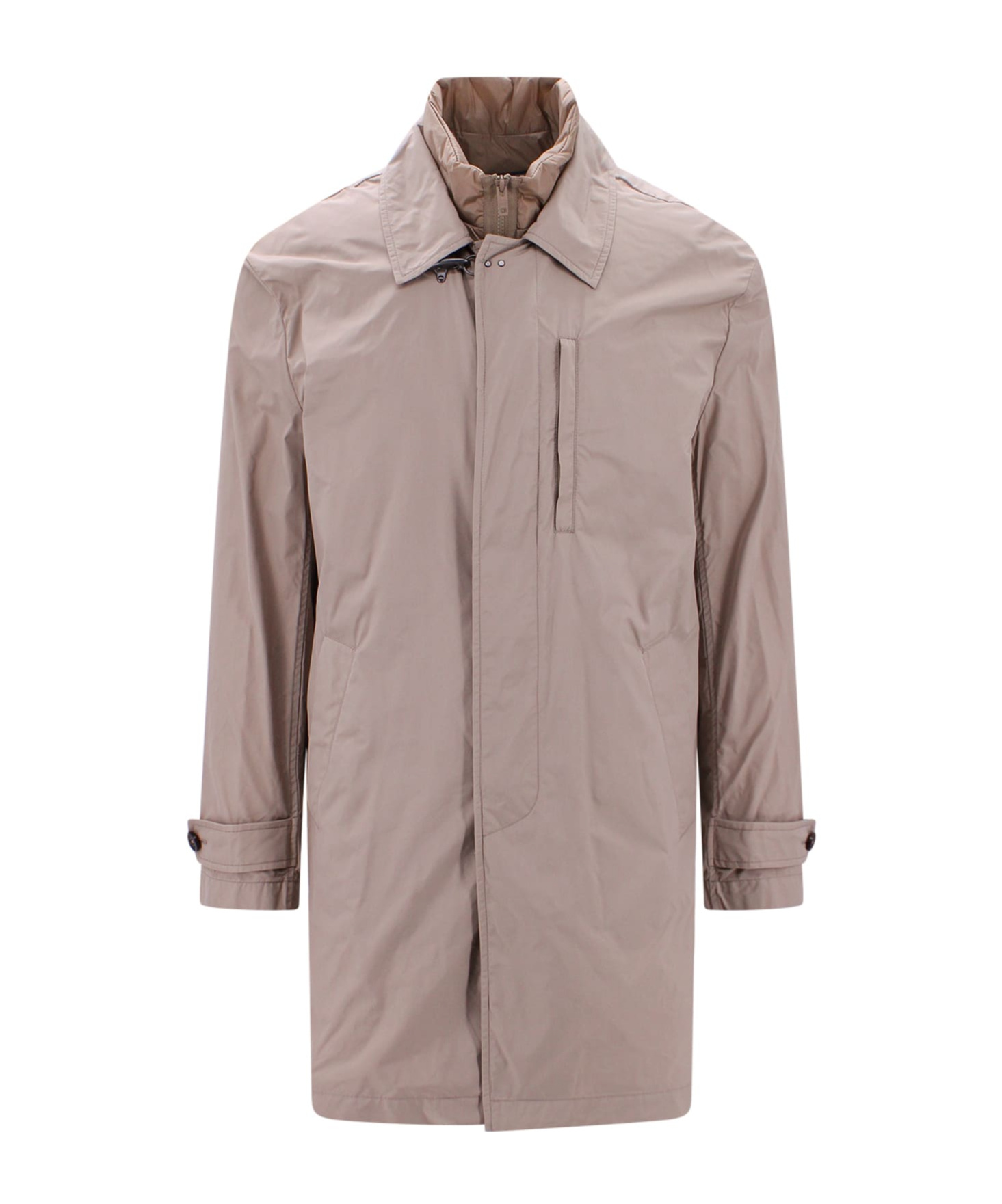 Fay Layered Design Trenchcoat In Nude
