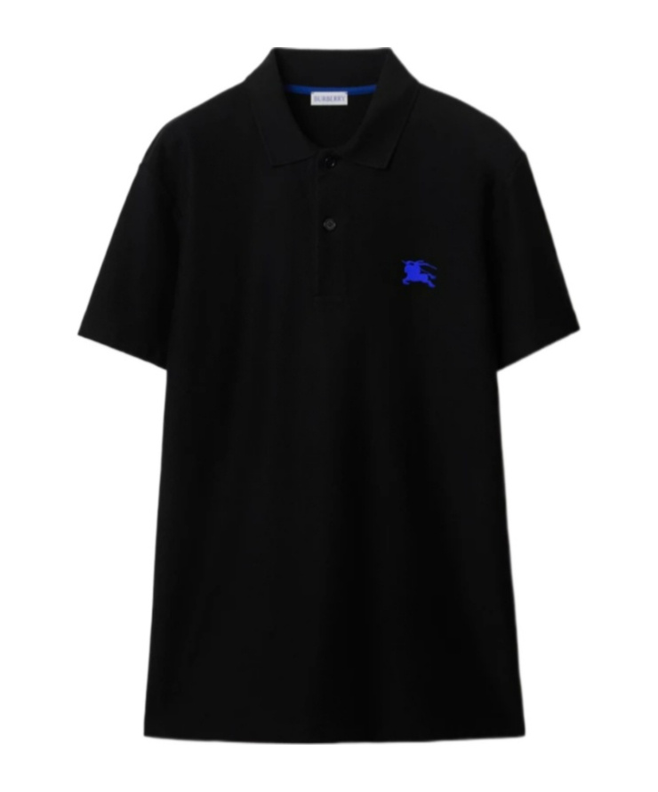 Burberry Organic Cotton Ekd Polo Shirt In Black