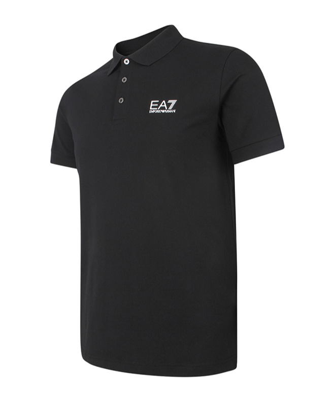 Ea7 Lapel Short-sleeved Polo Shirt In Black