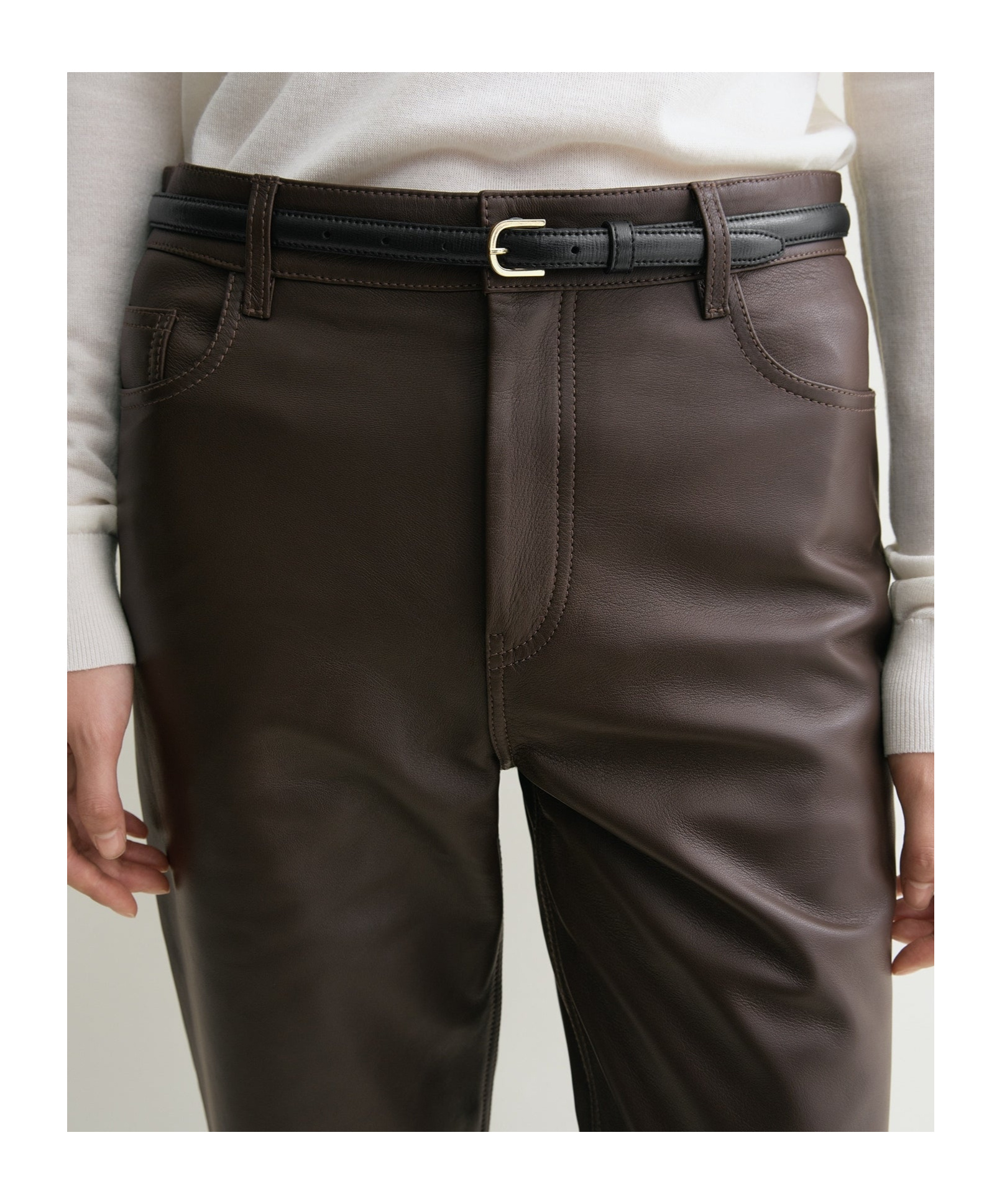 Totême Tapered Leather Trousers In Black