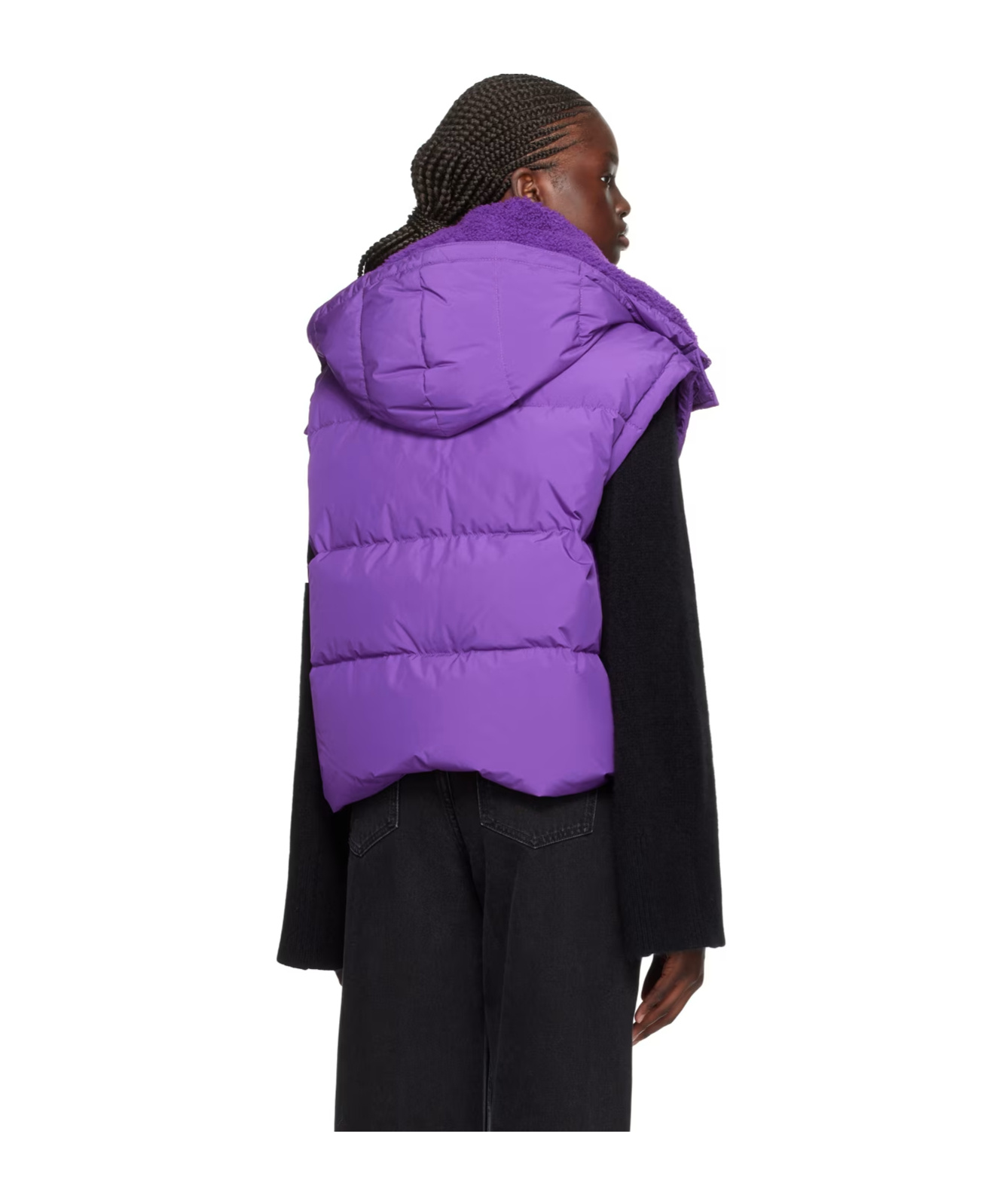 Shop Yves Salomon Cropped Down Vest In Purple