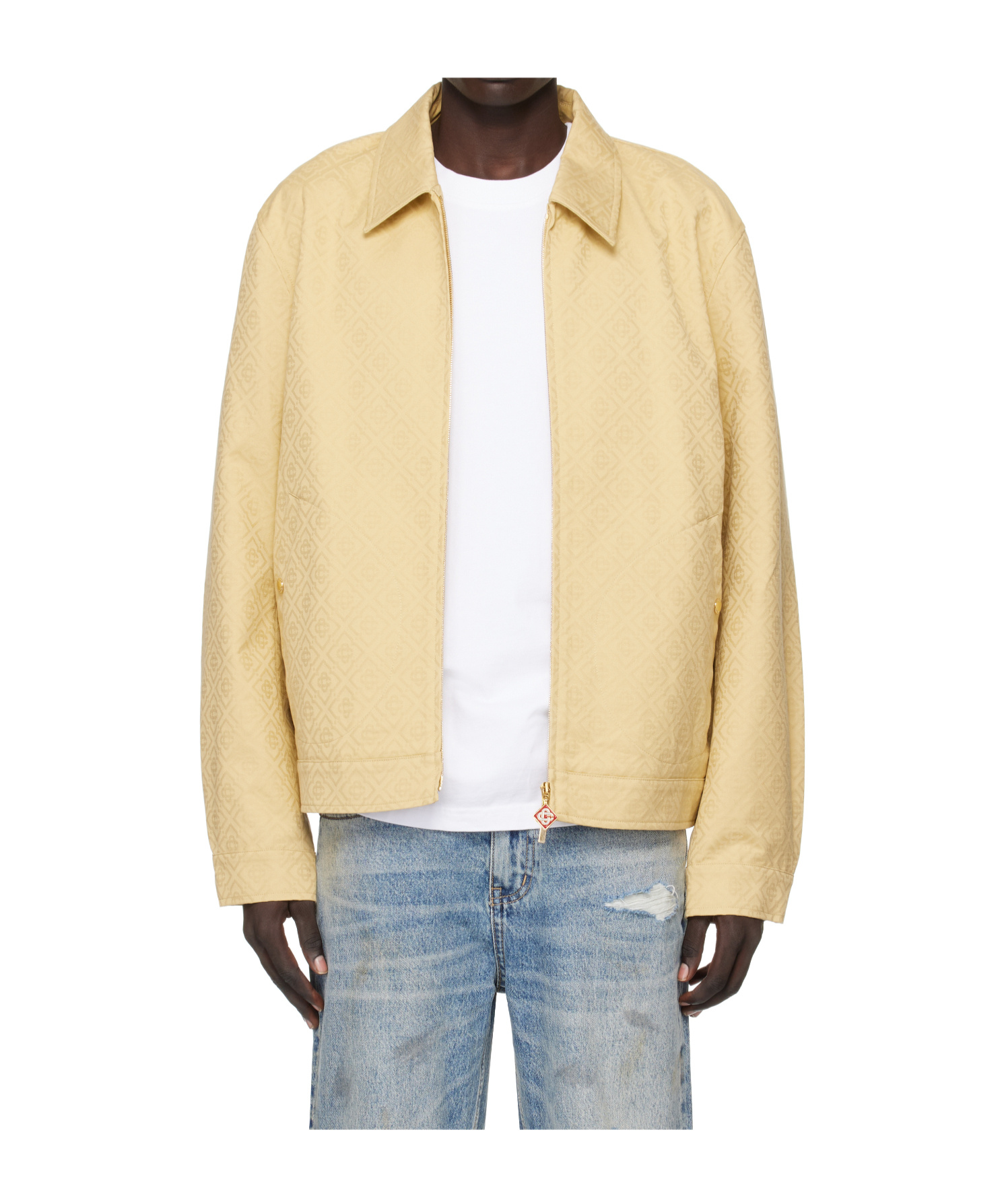 Casablanca Beige Cotton Monogram Jacquard Jacket In Neutral