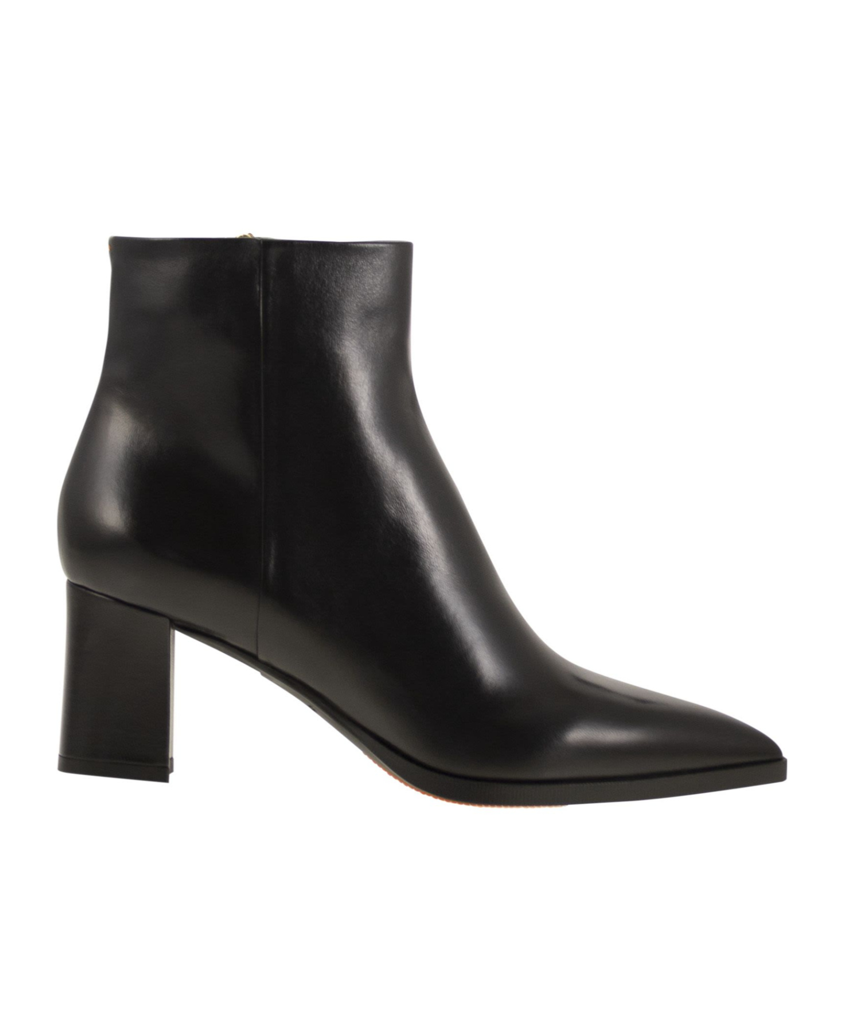 Santoni Medium Heel Leather Ankle Boot In Black