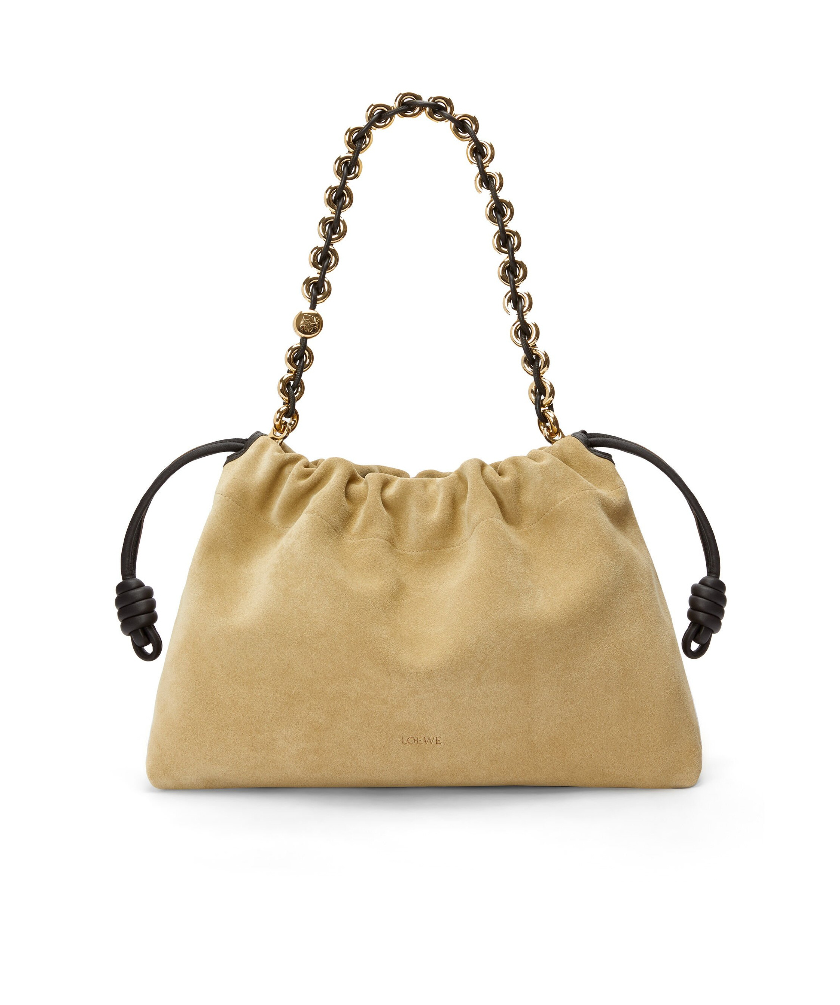 Loewe Large Flamenco Purse In Suede Calfskin In Nude