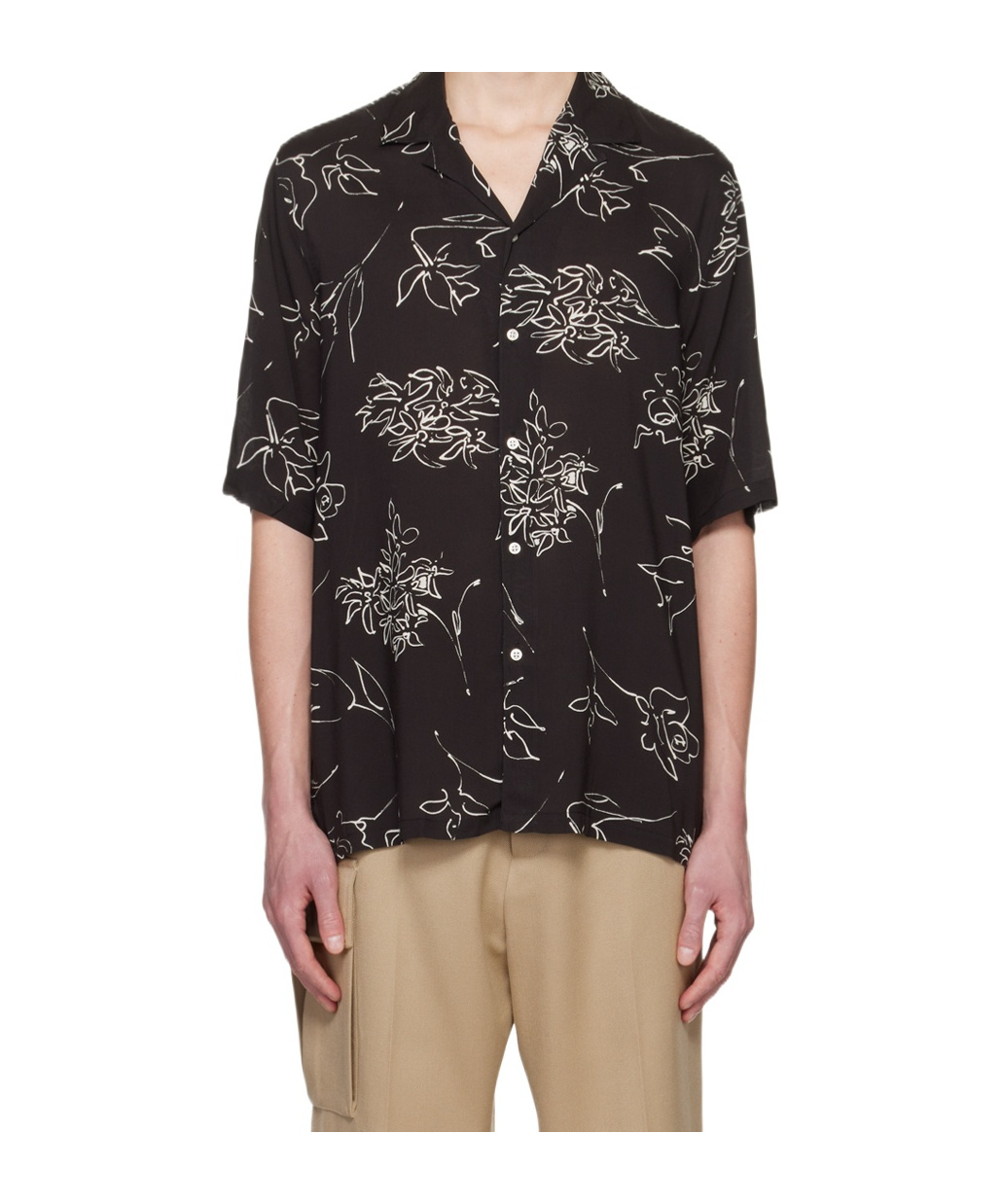 Officine Generale Printed Pattern Shirt In Black