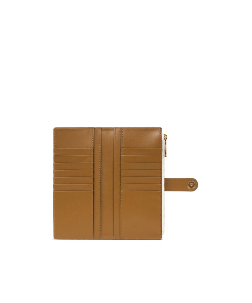 Etro Leather Wallet With Pegaso Button In White