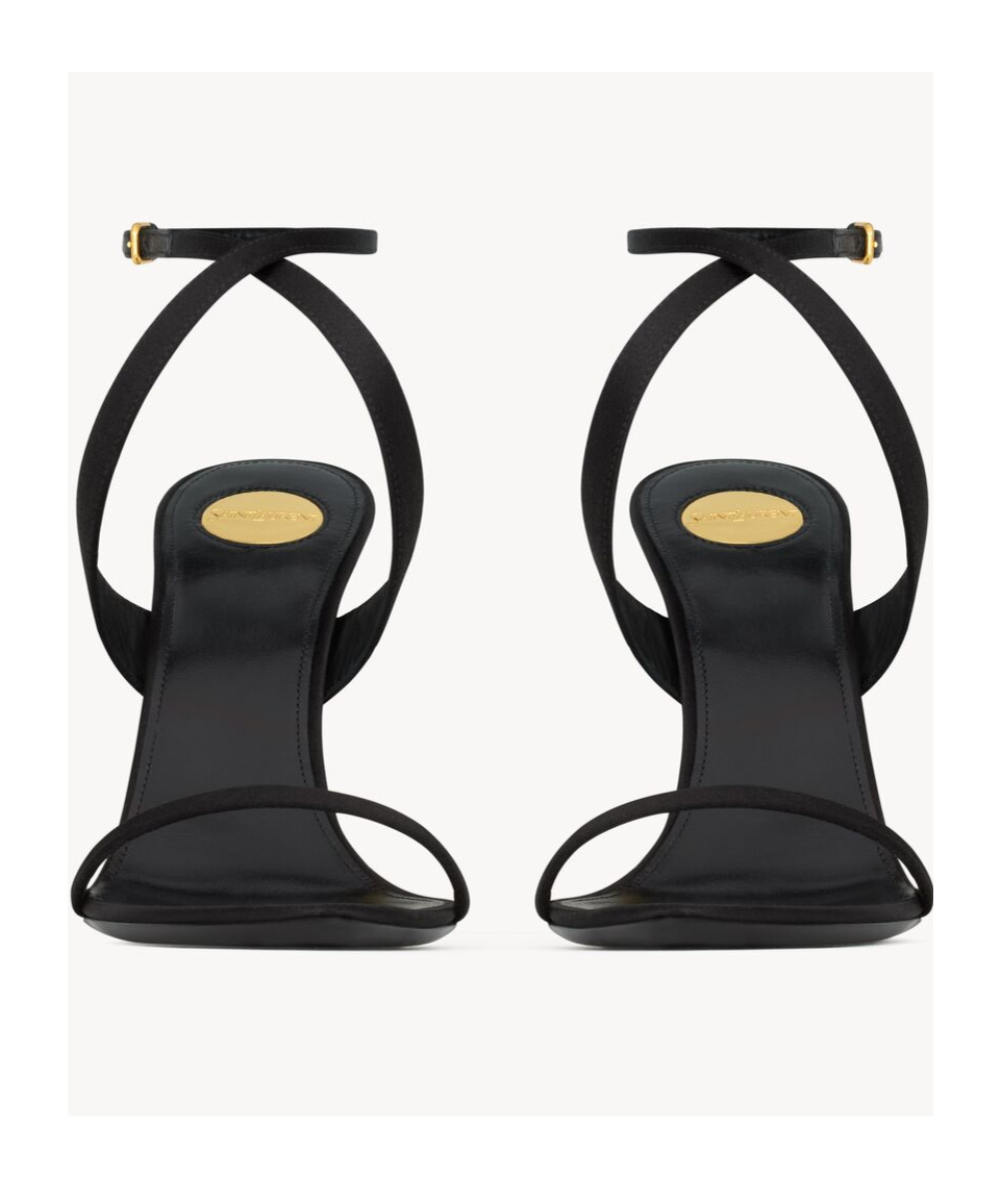 Shop Saint Laurent Tallulah Wedges In Satin Crepe