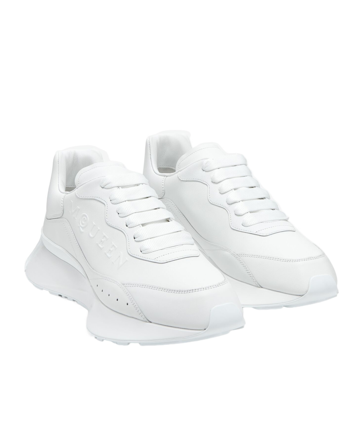 Alexander Mcqueen Sprint Runner Metallic-panel Leather Sneakers In White