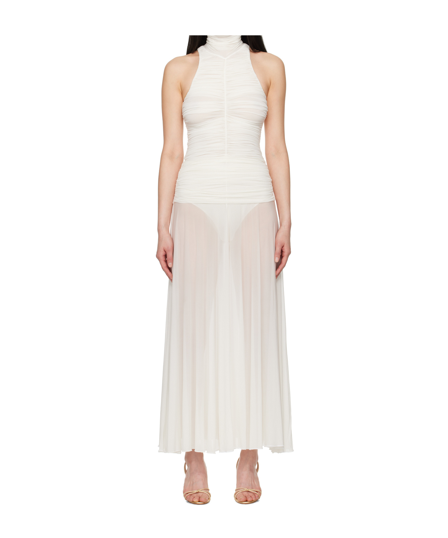 Shop Magda Butrym Turtleneck Dress In White