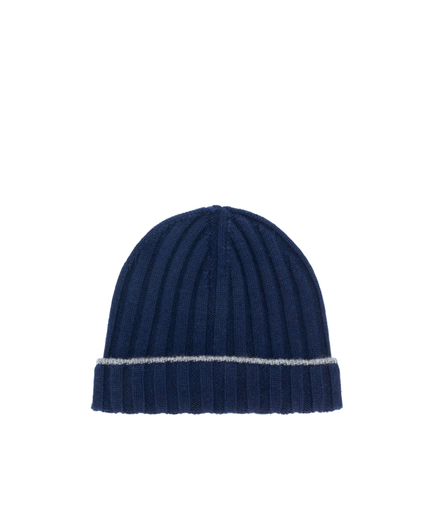 Brunello Cucinelli Navy Blue Logo Beanie Hat In Blue