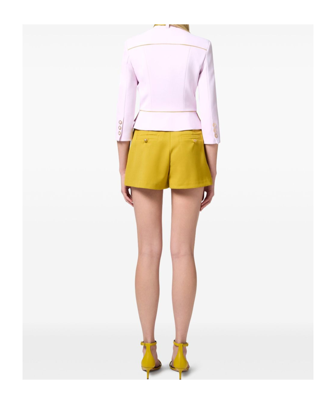 Elisabetta Franchi Cropped Tailored Jacket With High Neckline In White