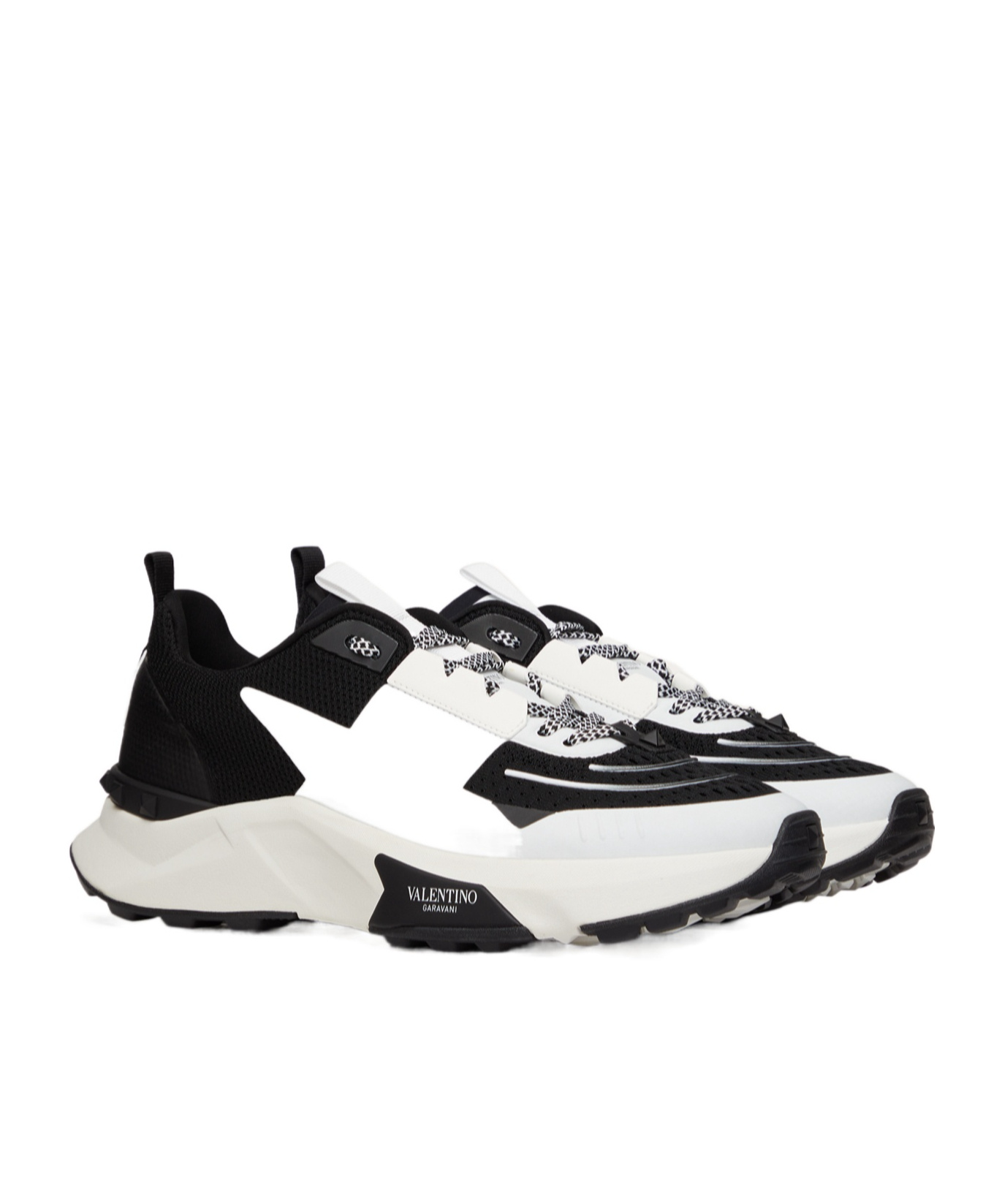 Valentino True Act Leather-trimmed Mesh And Rubber Sneakers In White