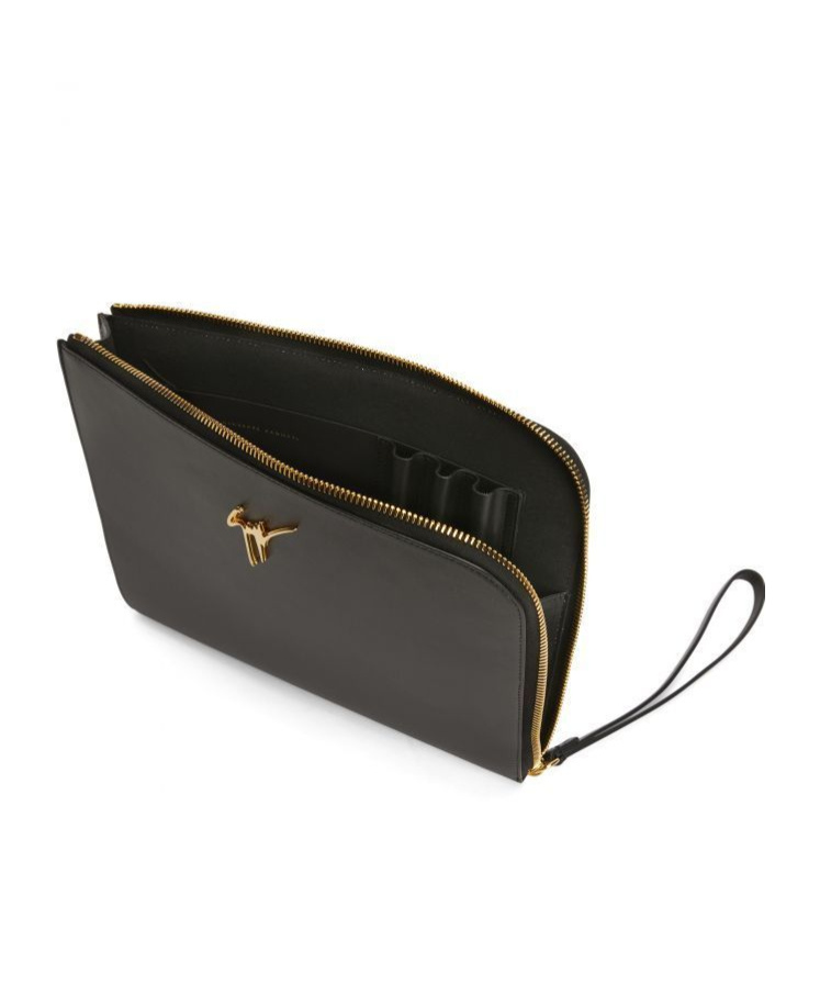 Giuseppe Zanotti Fabian Leather Clutch Bag In Black