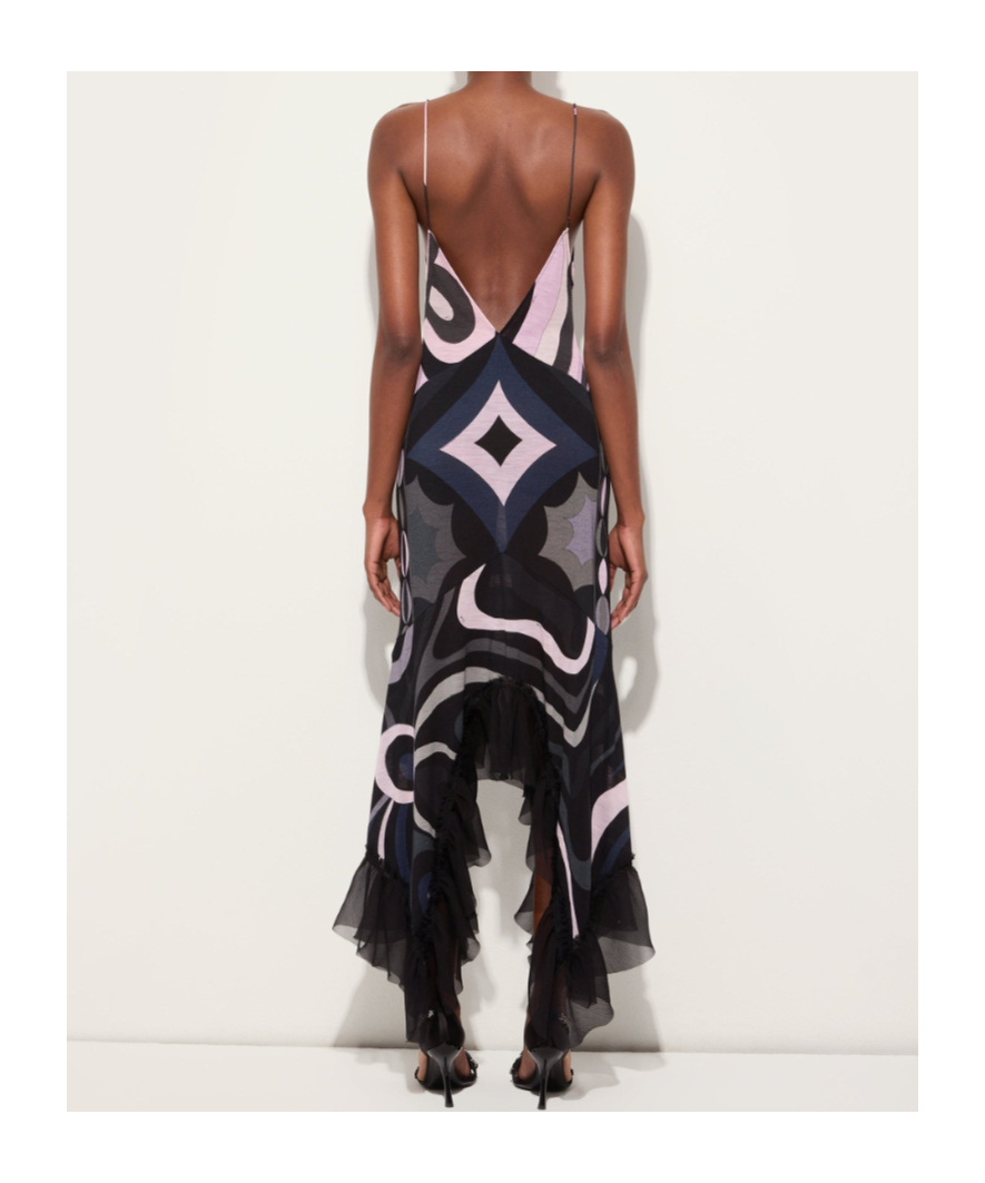 Pucci Iride Print V-neck Dress In Black