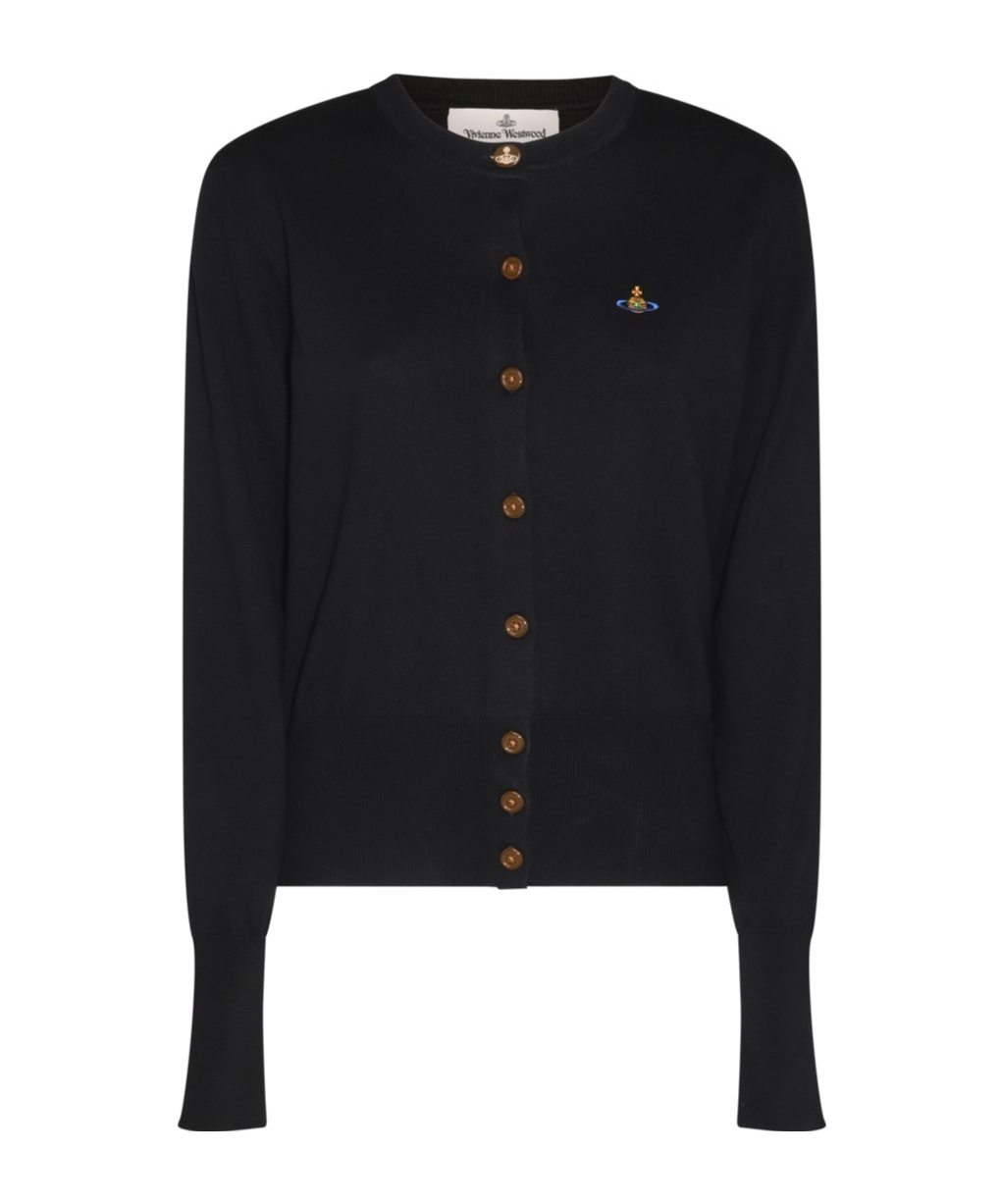 Shop Vivienne Westwood Bea Ribbed-knit Cardigan In Black