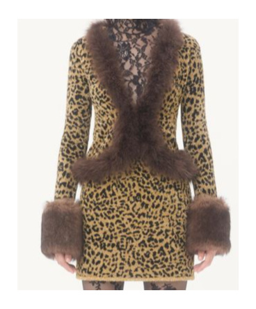 Valentino Feather And Lamb Shearling Trim Metallic Leopard Jacket In Brown