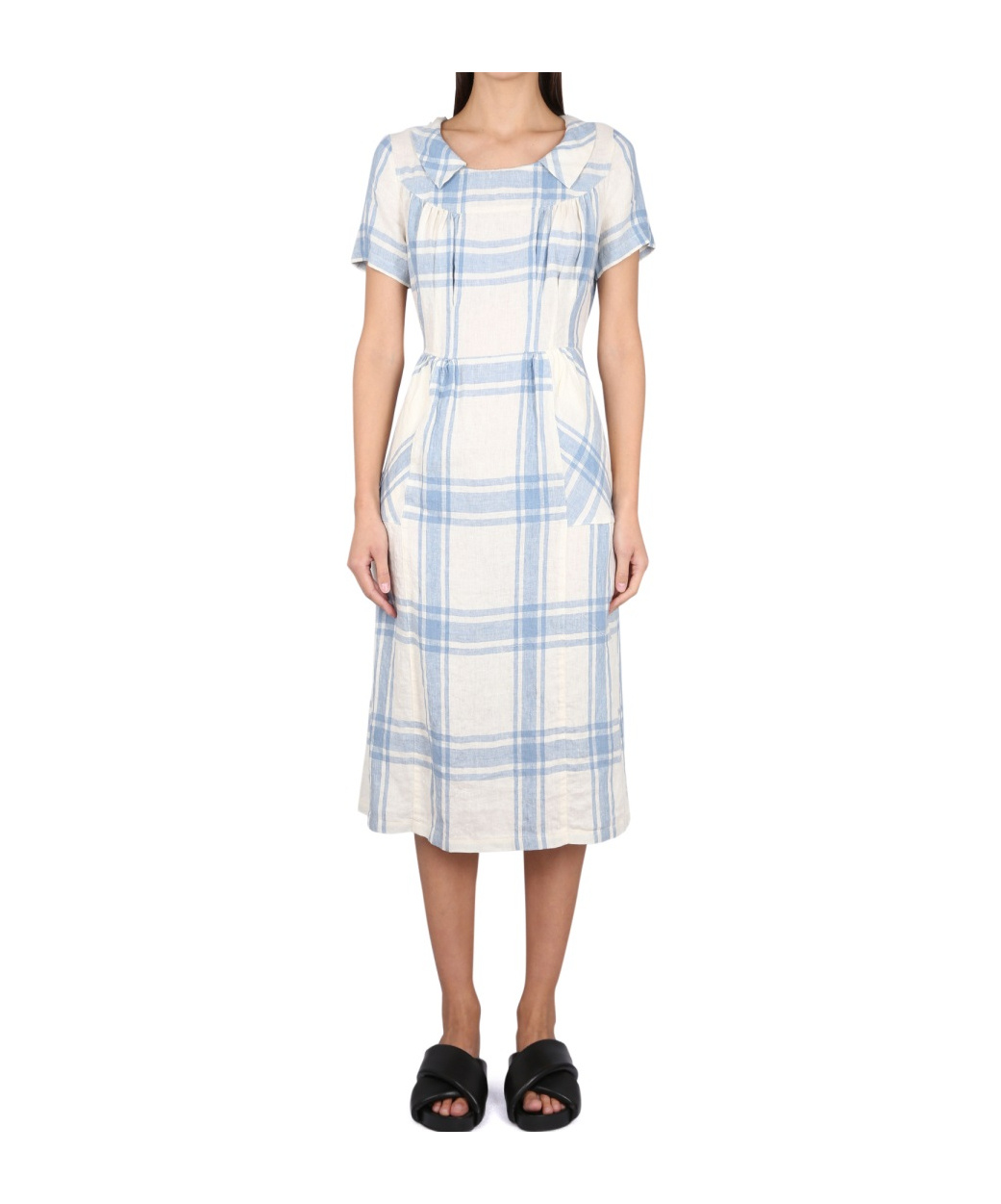 Aspesi Pleated Check Maxi Dress