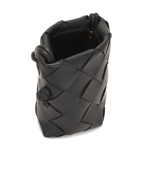 Bottega Veneta Intreciato Knitted Mini Shoulder Bag In Black