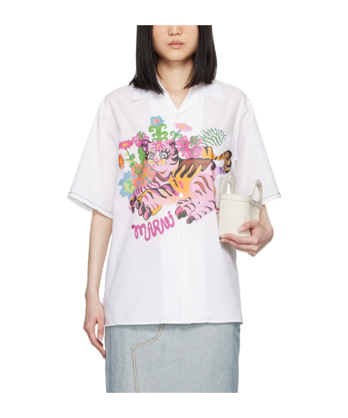 Marni Funky Flowersd Short-sleeved Shirt In White