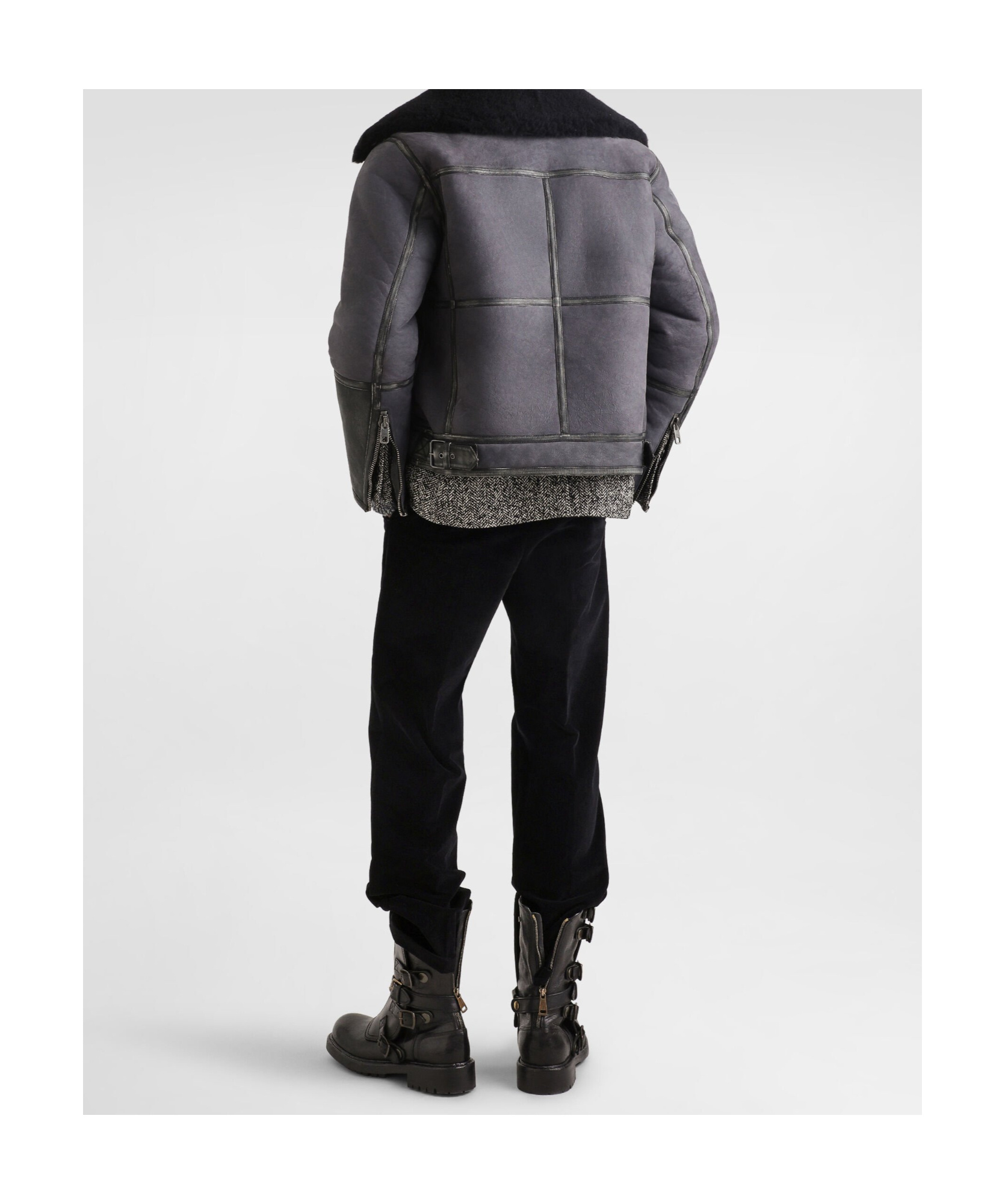 Dolce & Gabbana Portofino Double-breasted Jacket With Chevron Pattern In Gray