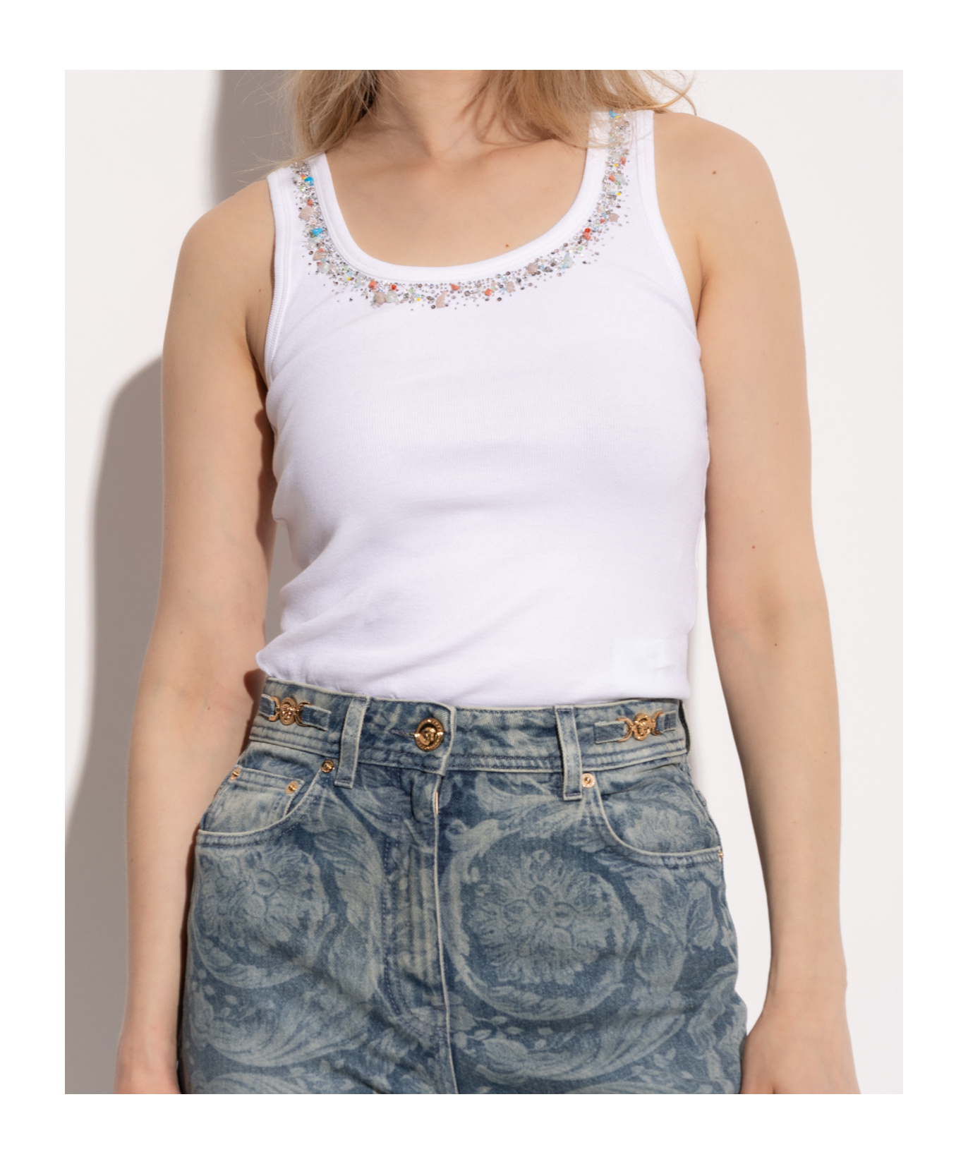 Versace Crew Neck Vest In White