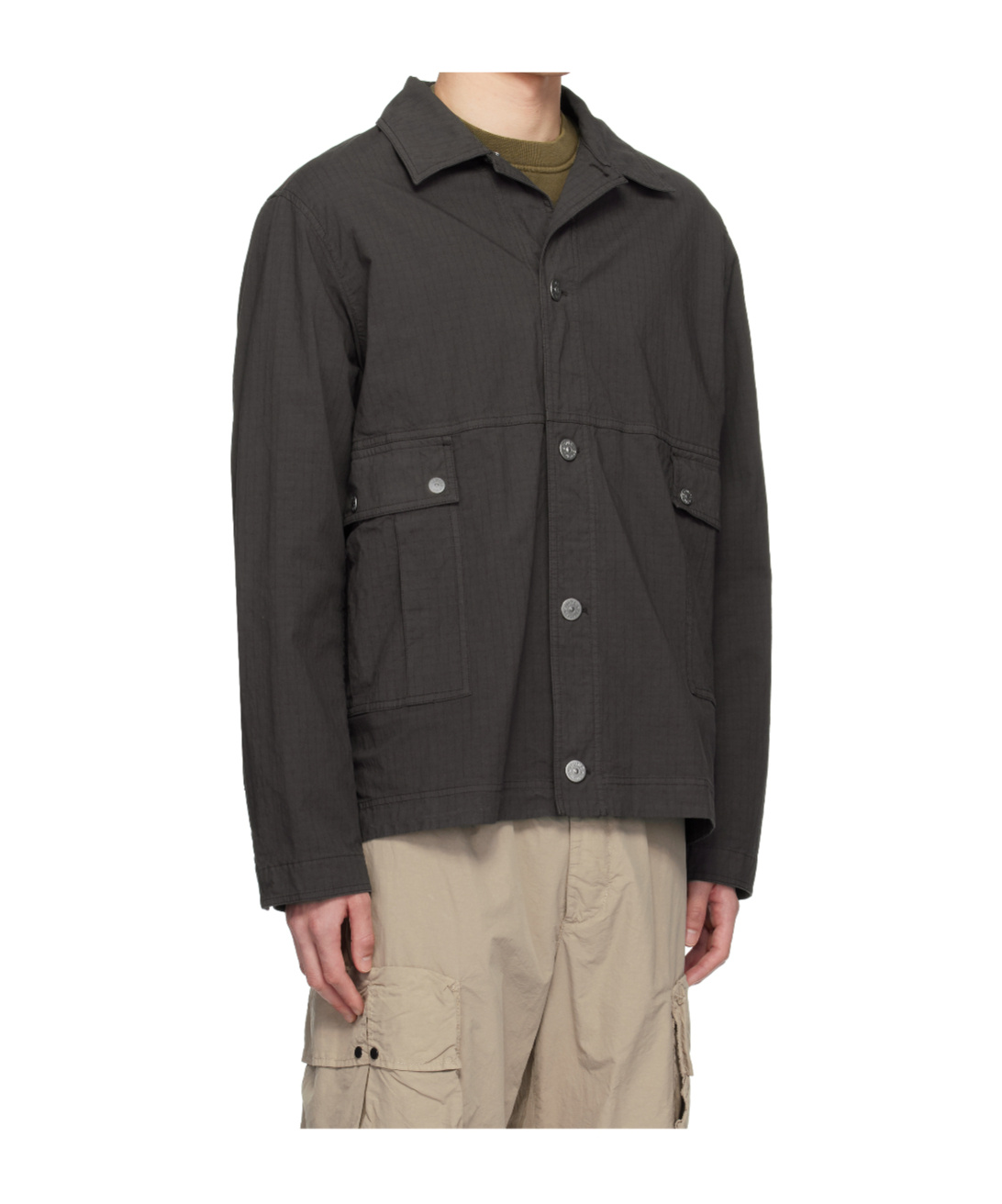 Stone Island Gray Mil-spec Stretch Ripstop-tc Jacket In Brown
