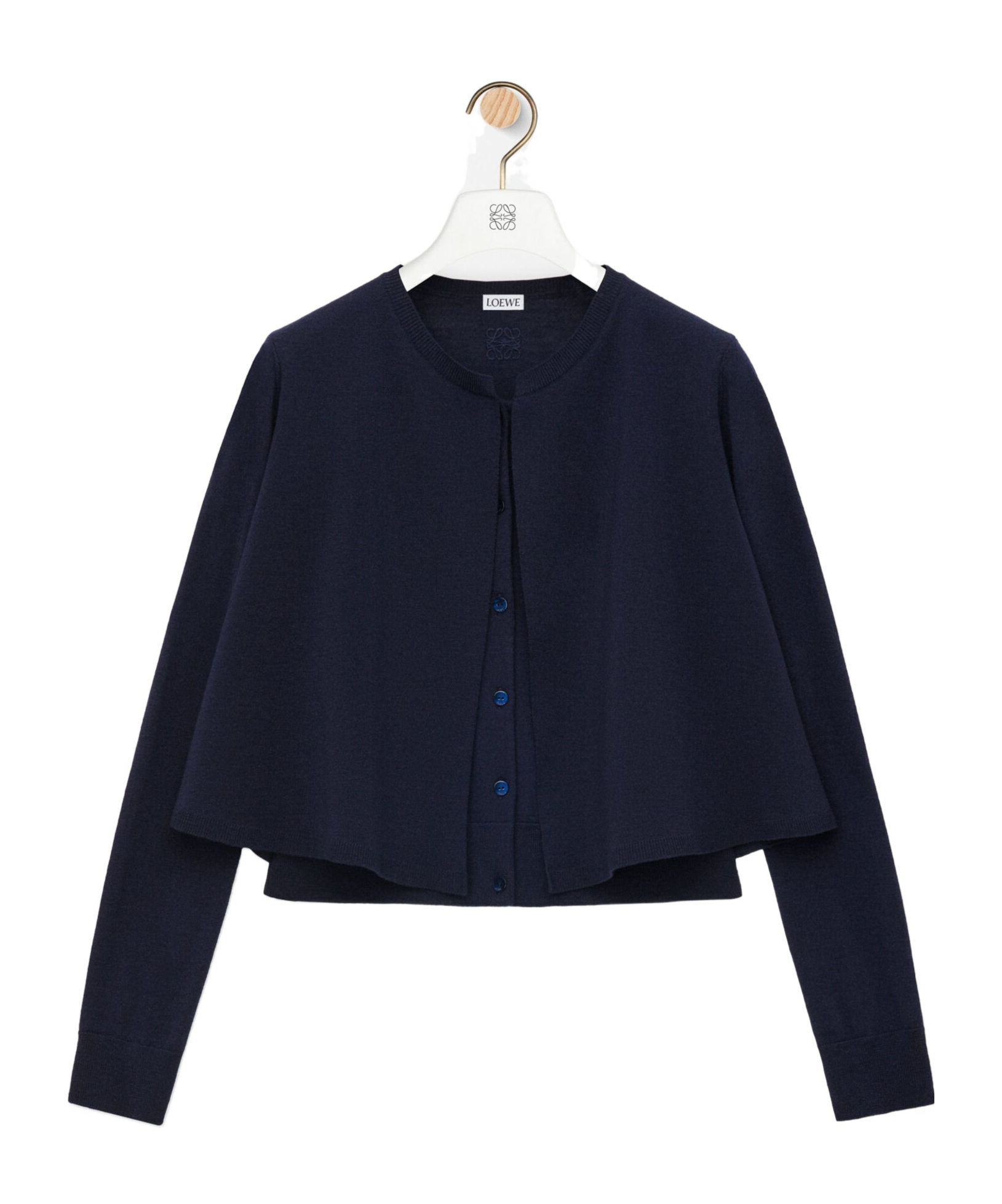 Loewe Layered Cropped Wool Cardigan In Blue