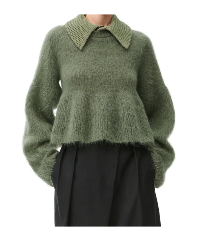 Loewe Mohair-blend Polo Jumper In Green