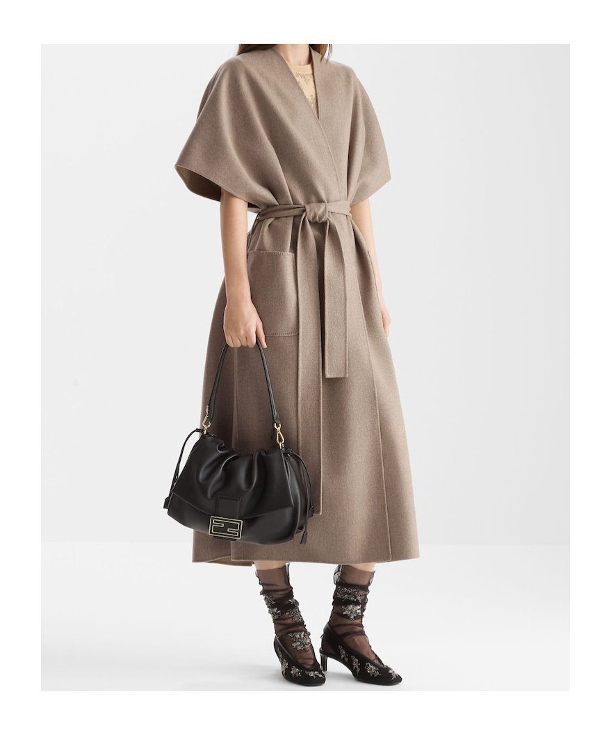 Fendi Wrapped Two-sided Coat In Nude