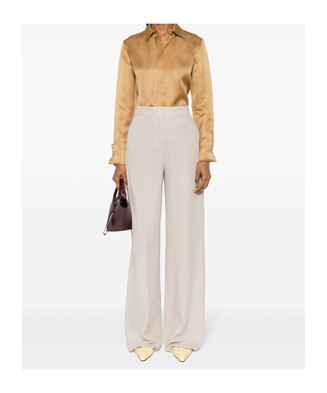 Max Mara Linen Blend Wide-leg Trousers In White